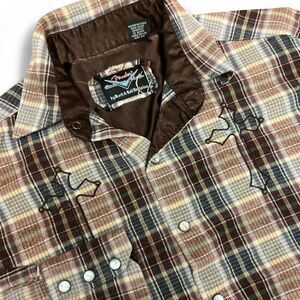 Fender Men’s Medium Pearl Snap Flannel Brown Shirt
